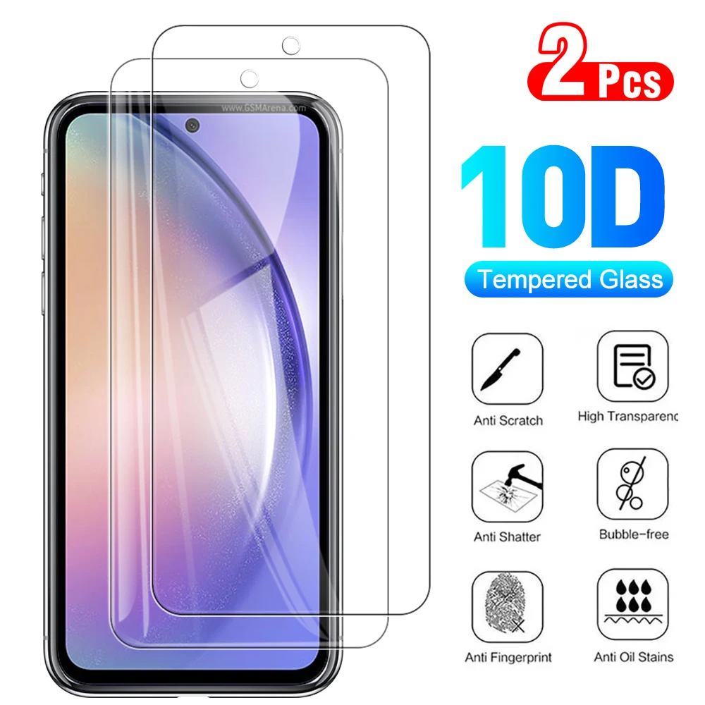 

Защитное стекло с полным покрытием от царапин для Samsung Galaxy A55 5G, защита экрана высокой четкости для samsun A35 A25 A15 4G, 2 шт.
