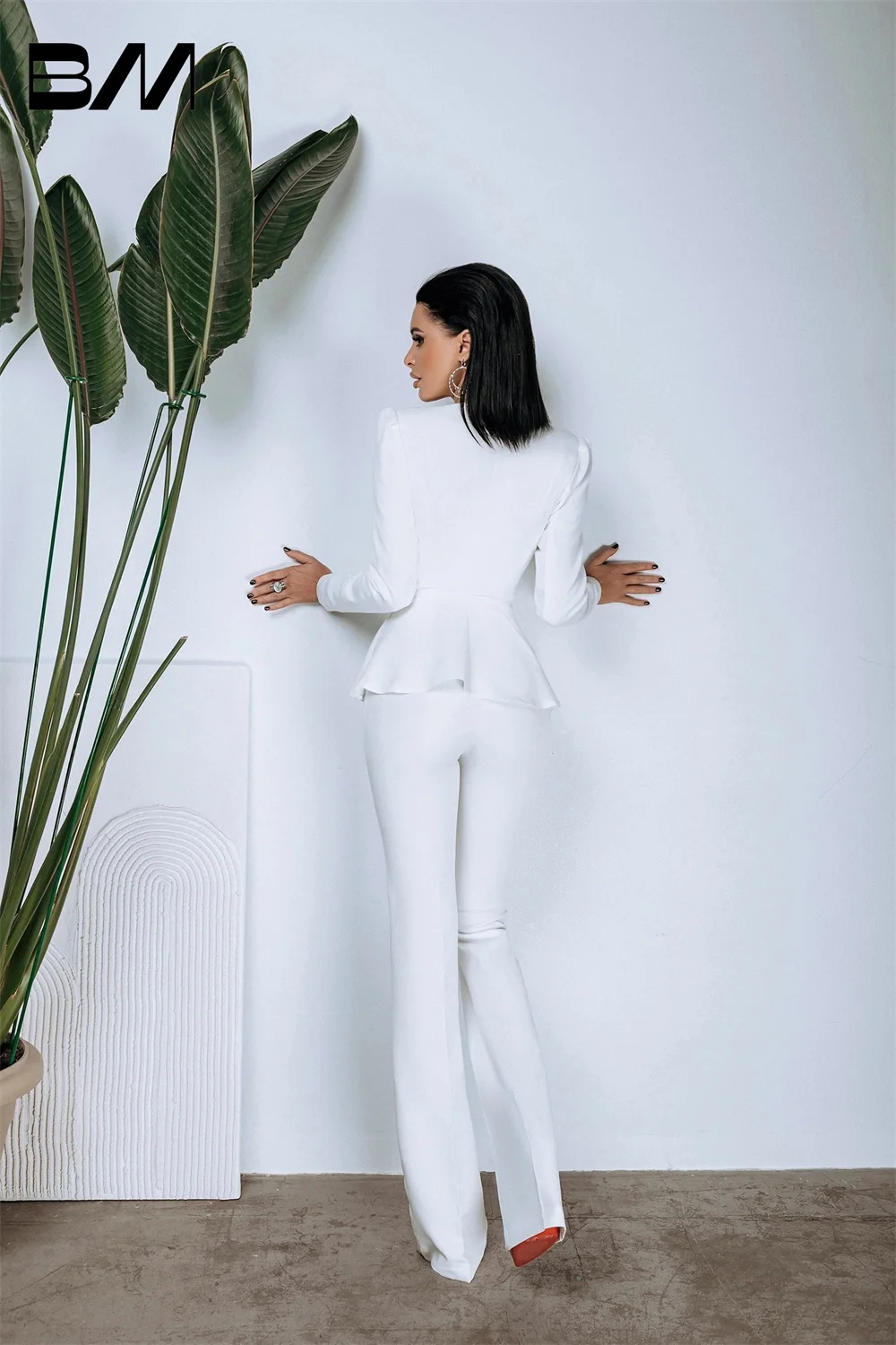Sexy Deep V Neck Long Sleeve Pant Suits Prom Gowns 2024 Elegant Chic White Women Evening Dresses Party Wear Customized