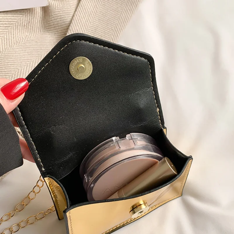 New Dazzling Laser Mini Cute Chain Lipstick Bag Makeup Small Square Bag Fashion Personality Shoulder Crossbody Coin Pouch