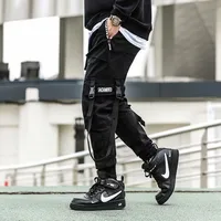 Mince Streetwear pantalons décontractés hommes rubans sarouel Jogging pantalon mâle coupe ajustée printemps Cargo pantalon multi-poches femmes pantalon K1299 5