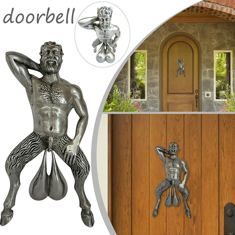 

New Male Spoof Doorbell Funny Door Knocker Figure Heavy Phallu Ball Doorbell Hanging Sculpture Decoration Crafts Home Decoration