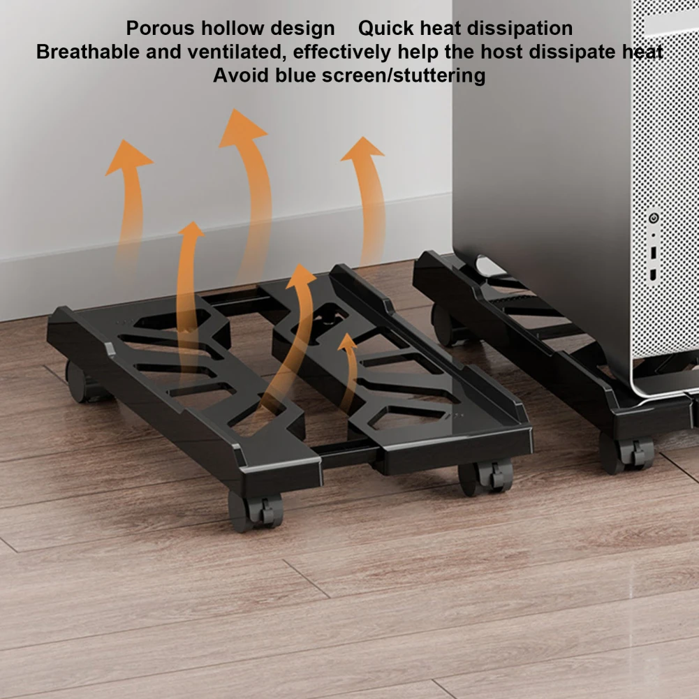 Adjustable Mobile CPU Stand Heavy-Duty PC Tower Stand With 4 Caster Wheels Ventilated Under Desk CPU Holder PC Floor Cart computer case stand