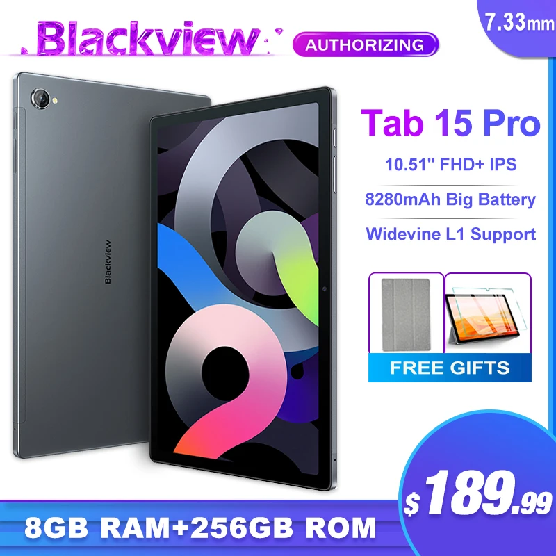 Blackview Tab 15 Pro Tablet 8GB 256GB 10.51'' FHD+ IPS Pad 8280mAh Battery  Android 12 Octa Core13MP Camera Dual 4G Tablet