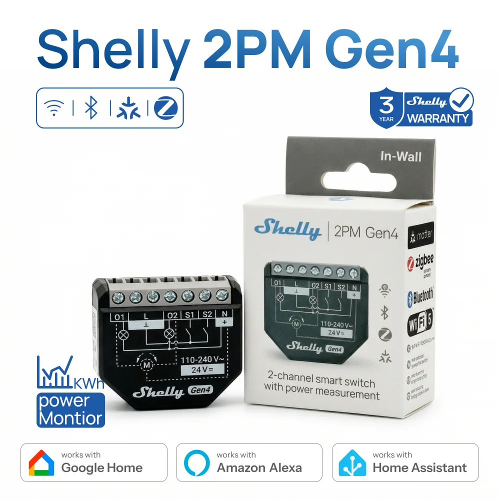 שלי 2PM Gen4 Zigbee 2 ערוץ מתג חכם שליטה בחומר וילונות נילודים מדידת כוח תואם Alexa Homekit Google Home