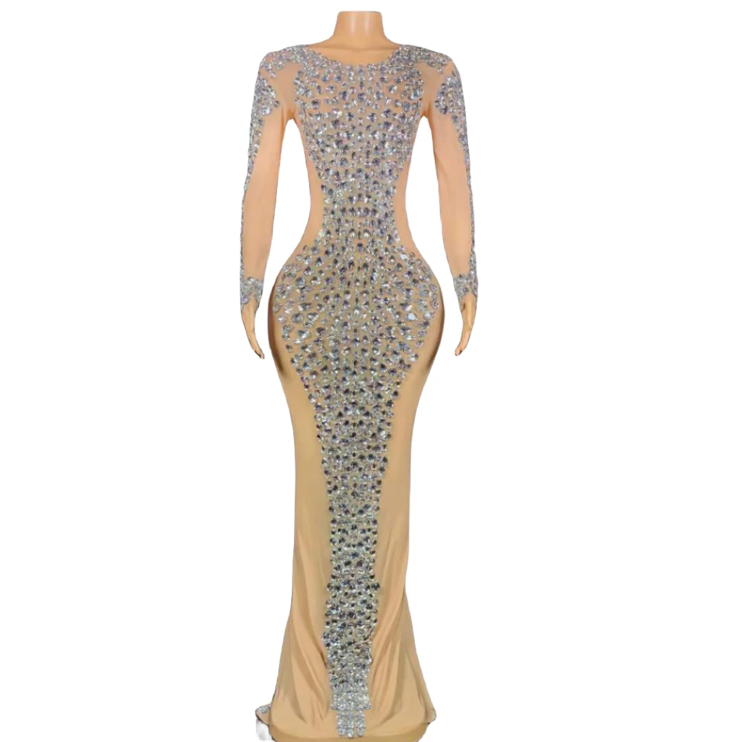 

Stunning Long Dress For Women Sheer Mesh Elegant Evening Prom Birthday Outfit Celebrate Clubbing Goddess 2024 Drag Queen Costume