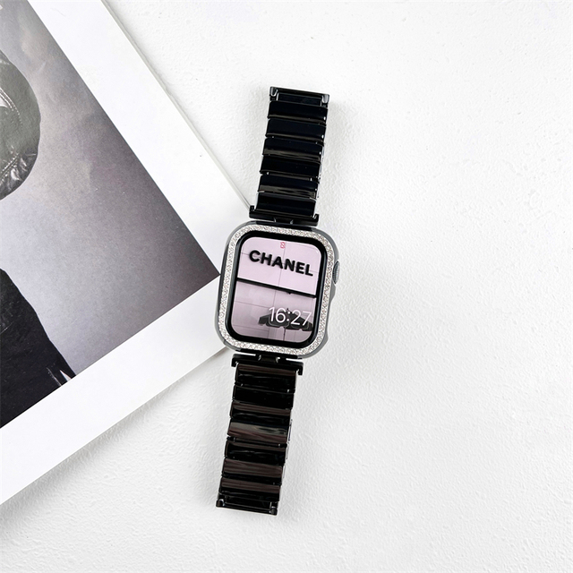 for Apple Watch Band 44mm 45mm 40mm 42mm 38mm 41mm Luxury Ceramic Stainless steel belt bracelet iWatch series 6 se 5 4 3 7