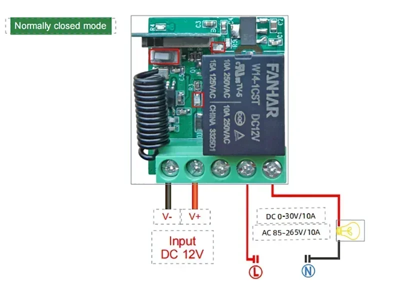 Tuya Smart Switch Wifi Garage Door Wifi Relay Switch RF 5-32/85-265V Self-lockin