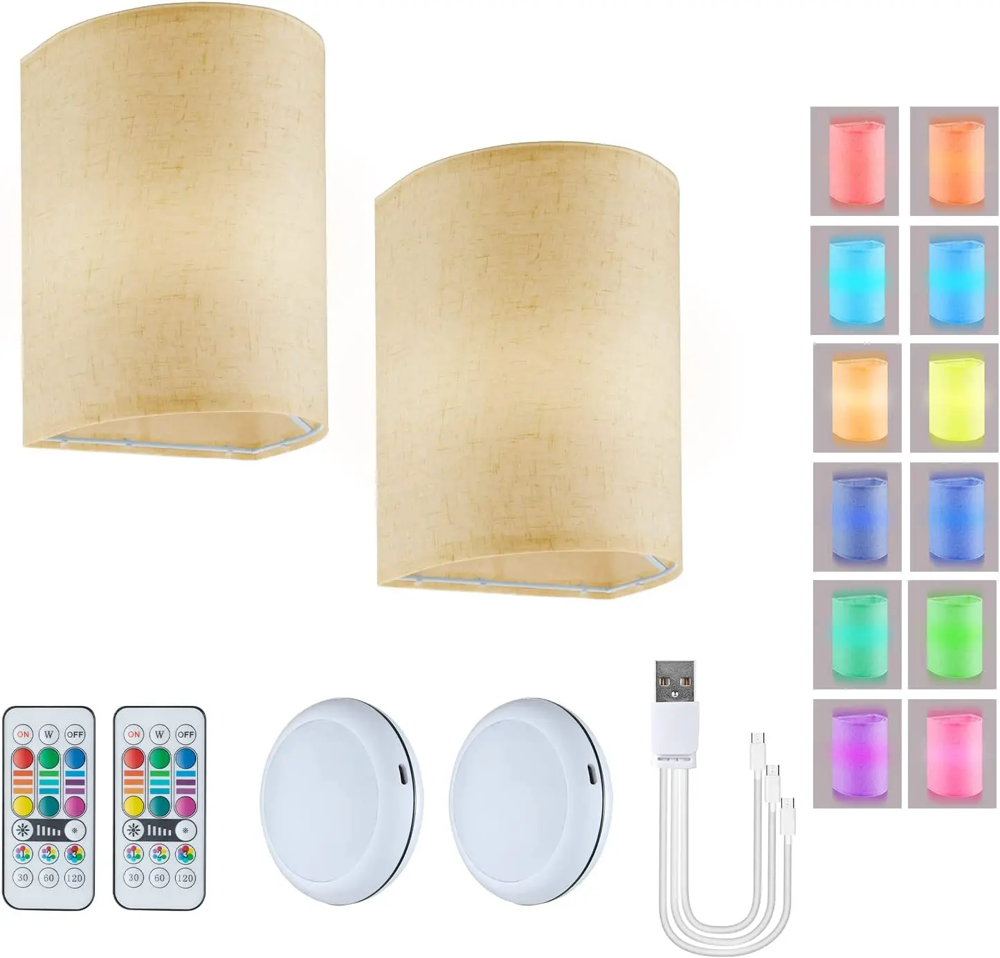 Candelabro de pared recargable de 16 colores, lámparas de pared