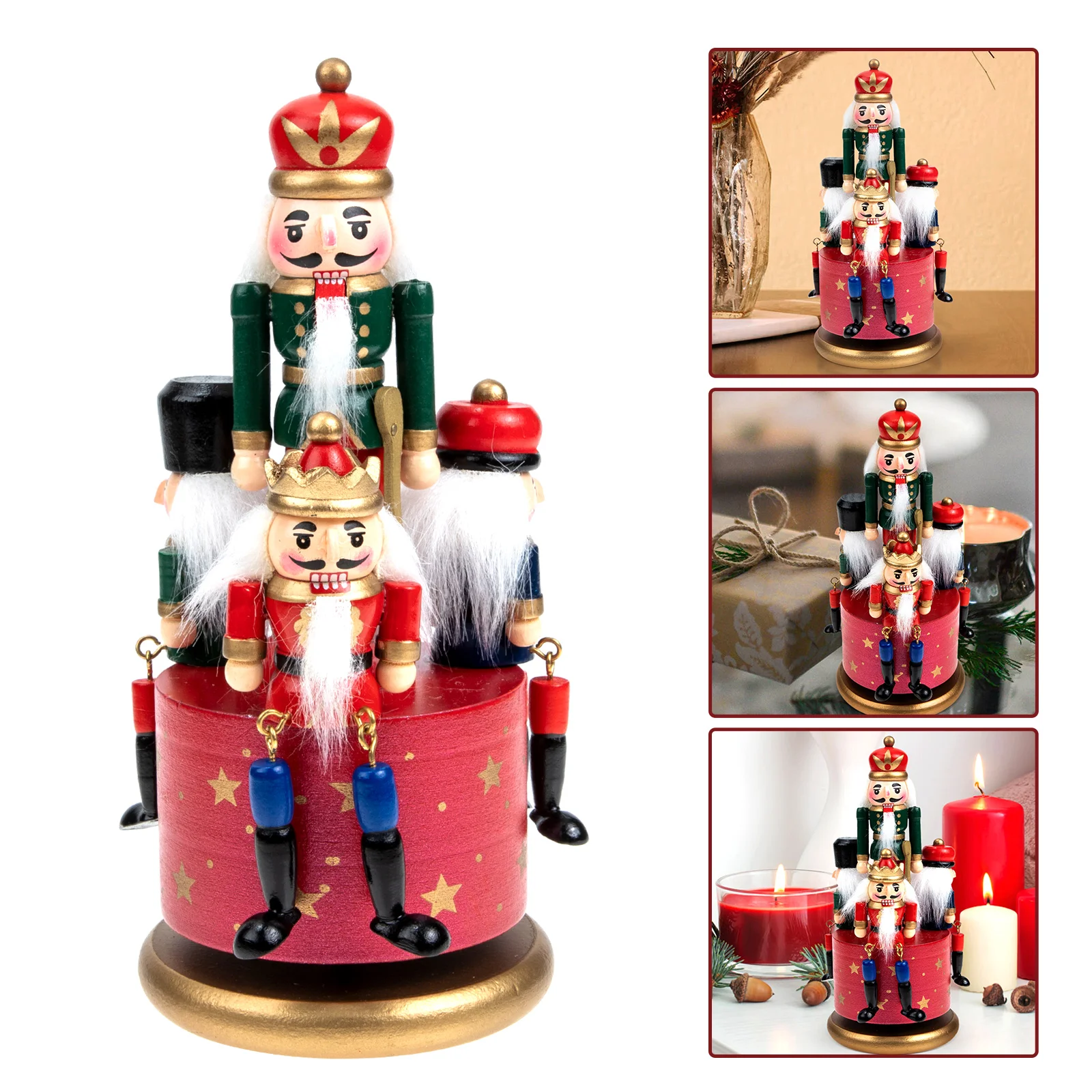 

European Hand Painted Music Box Christmas Nutcracker Music Box Figurine Rotating Music Box Xmas Desktop Ornaments 20.5x9cm