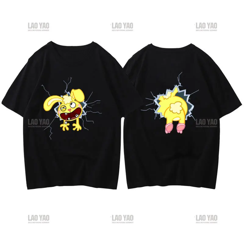 

Kawaii Fun Animated Graphic T-shirt Hug Happy Tree Friends Neutral T-shirt Printed Short Sleeve Couple Single Item