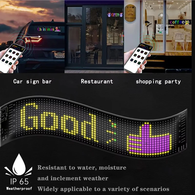LED Display Light Demon Eyes Car LED APP Plus LED Matrix Pixel Panel Night Light DIY Programmable Flexible Display for Car Truck Accessories