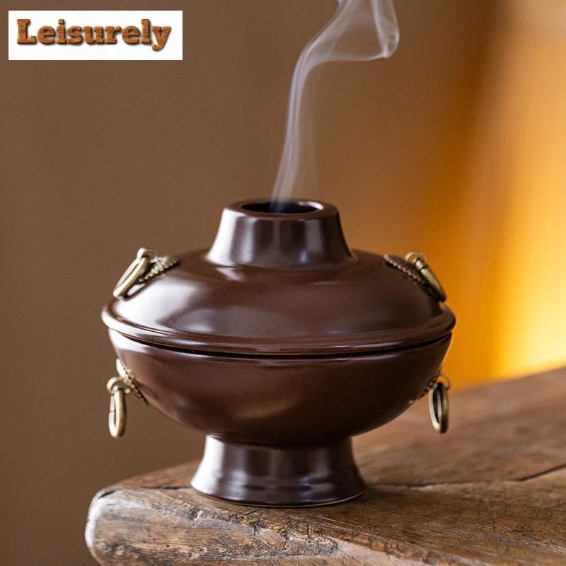 Ceramic Imitation Hot Pot Incense Holder Incense Waterfall Incense Burners Meditation Censer Tea Services Accessories Ornaments