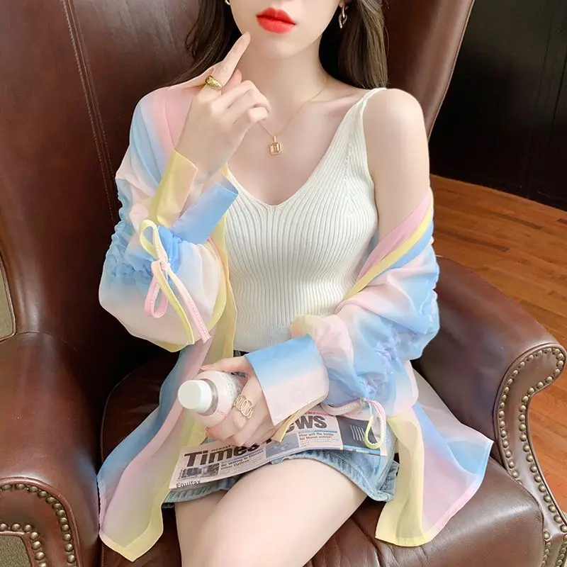 Sweet Lapel Button Shirring Lace Up Bow Color Chiffon Shirts Female Clothing 2024 Spring Summer Loose Casual Tops Korean Blouses