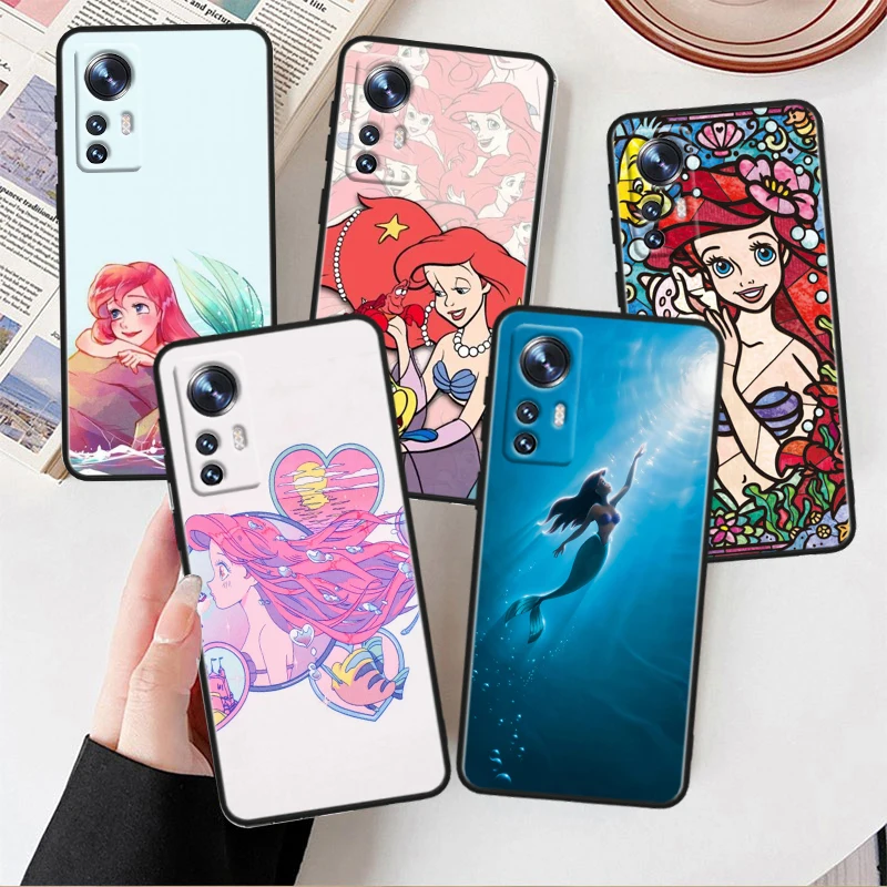 Disney Sirenetta Per Xiaomi Mi 13 12T 12S 12X 11I 11X 11T Play Hypercharge Lite Ultra Pro Custodia Morbida Nera Per Telefono