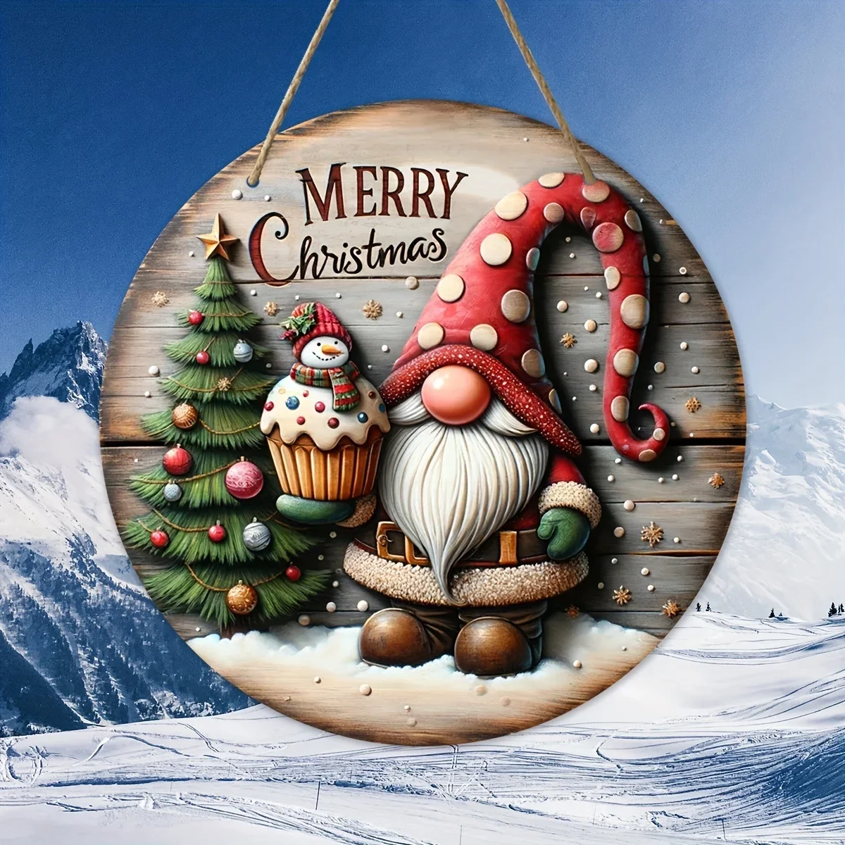 1/2Pcs Christmas Wooden Laminated sign Hanging Wooden Door Sign round Christmas tree decoration front door welcome sign pendant