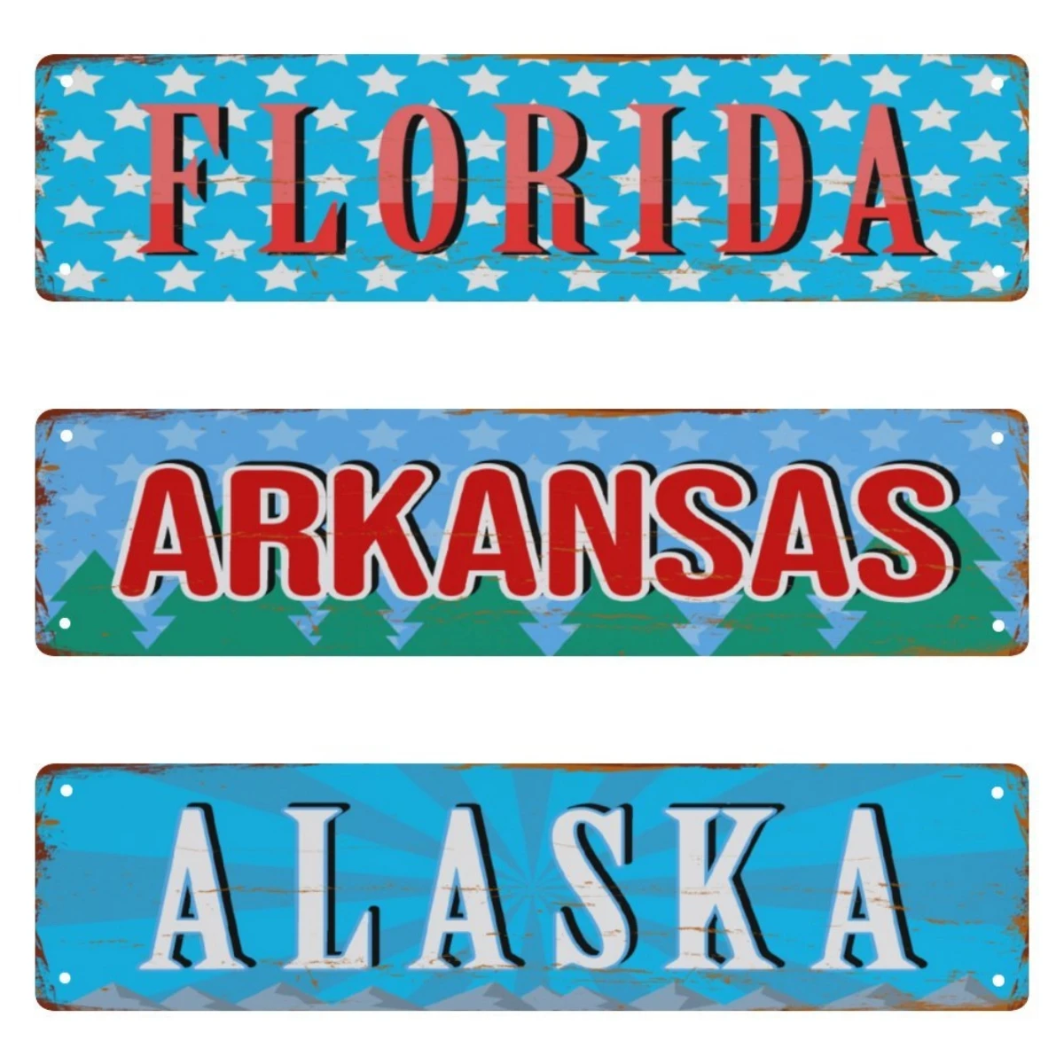 

Metal Signs FLORIDA,ARKANSAS, ALASKA, Tin Signs Vintage Bar Club Cave Home Kitchen Wall Art Decor Funny Signs Decor 16x4 Inch