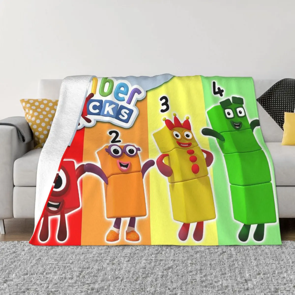 

Kawaii Numberblocks Blankets Rainbow Cartoon Flannel Funny Warm Throw Blanket for Bedspread Winter