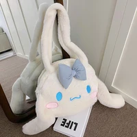 Girls Large capacity Cartoon Anime Cozy Fluffy Tote Bag, Kuromi Plush Tote & Shoulder Bag, Cinnamoroll Melody Faux Fur Handbag 6