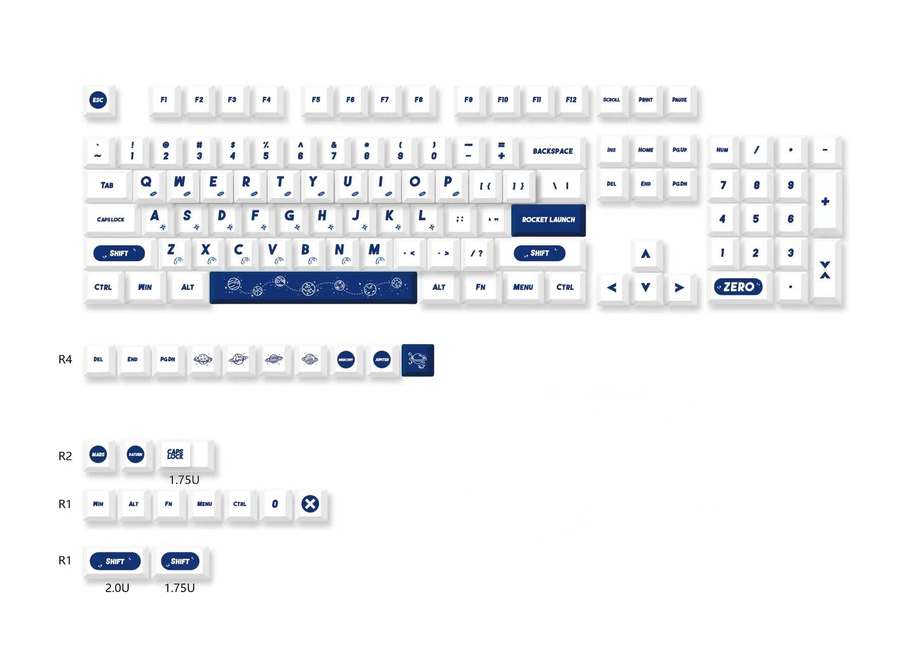 Tema Aeroespacial Pbt Keycaps Teclado Mecânico Minimalismo Keycap Perfil Cereja Personalizado 126 Chaves - Imagem 5