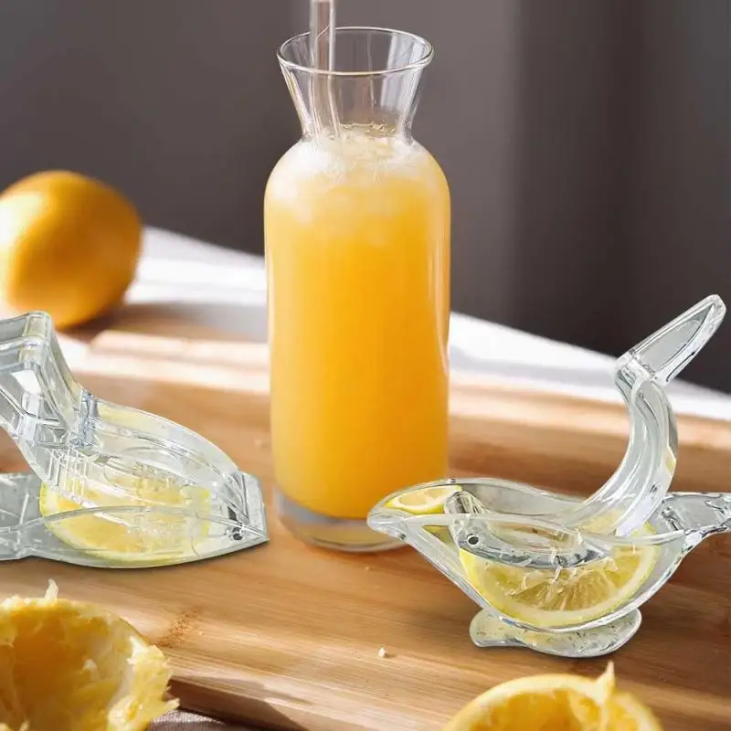 Fruit Juicer Lemon Squeezer Juice Squeezer Kitchen Home Slip Tool Press Squeeze Fruit Mini Manual Juicer Bird Fish Shape Transparent Portable Orange Lemon Juicer 2/1PC