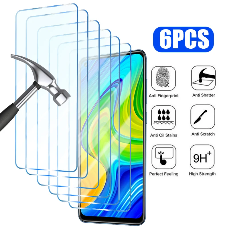 

6 шт. закаленное стекло для Redmi Note 12 11 10 9 8 Pro Plus 5G 12S 11S 10S 9S 9T 8T Защита экрана для Redmi 12C 10C 9C 9T 9AT 7