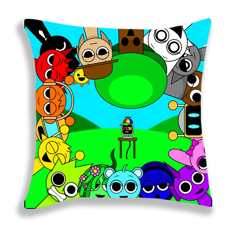 Horror Game Character Pillow Covers Sprunki Cartoon Pillow Case Sofa Decorative Home Single-sided Printing Sprunki Cushion Cover 6