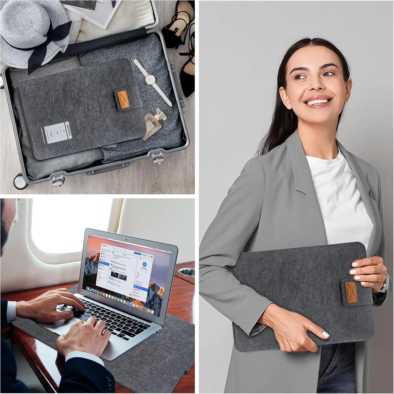 Sleek Felt Tablet Protective Sleeve - Shockproof Carrying Pouch