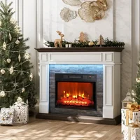 44 Inch LED Electric Fireplace with Fireplace, LED Effect and Stacked Stone Surround, Living Room Remote Timer 1