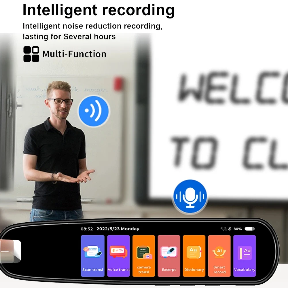 Translation Pen MD04 Smart AI Scan Pen BT Translator Voice Multi 134 Languages Support 3.38 Inch Touch Screen Photo Offline Record Translation