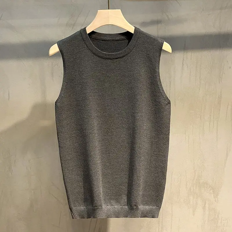 Imitation Cashmere Autumn and Winter New Sleeveless Sweater Vest Men's Bottoming Shirt Round Neck Knitted Korean Version Tide