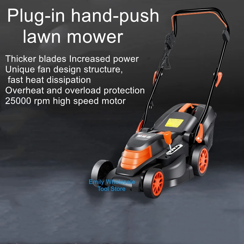 Hand-push electric lawn mower small home weed whacker god multifunctional lawn mower home lawn trimmer