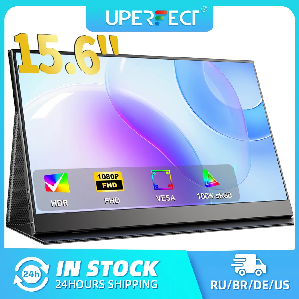 Moniteur Portable 15,6" FHD IPS 1920x1080, 144Hz, Pour PC, Switch, Xbox, PS4/PS5, Noir