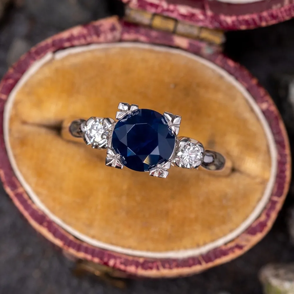 ExquisiteNaturalSapphireRingFashionWomenInlaidBlueGemWedding
