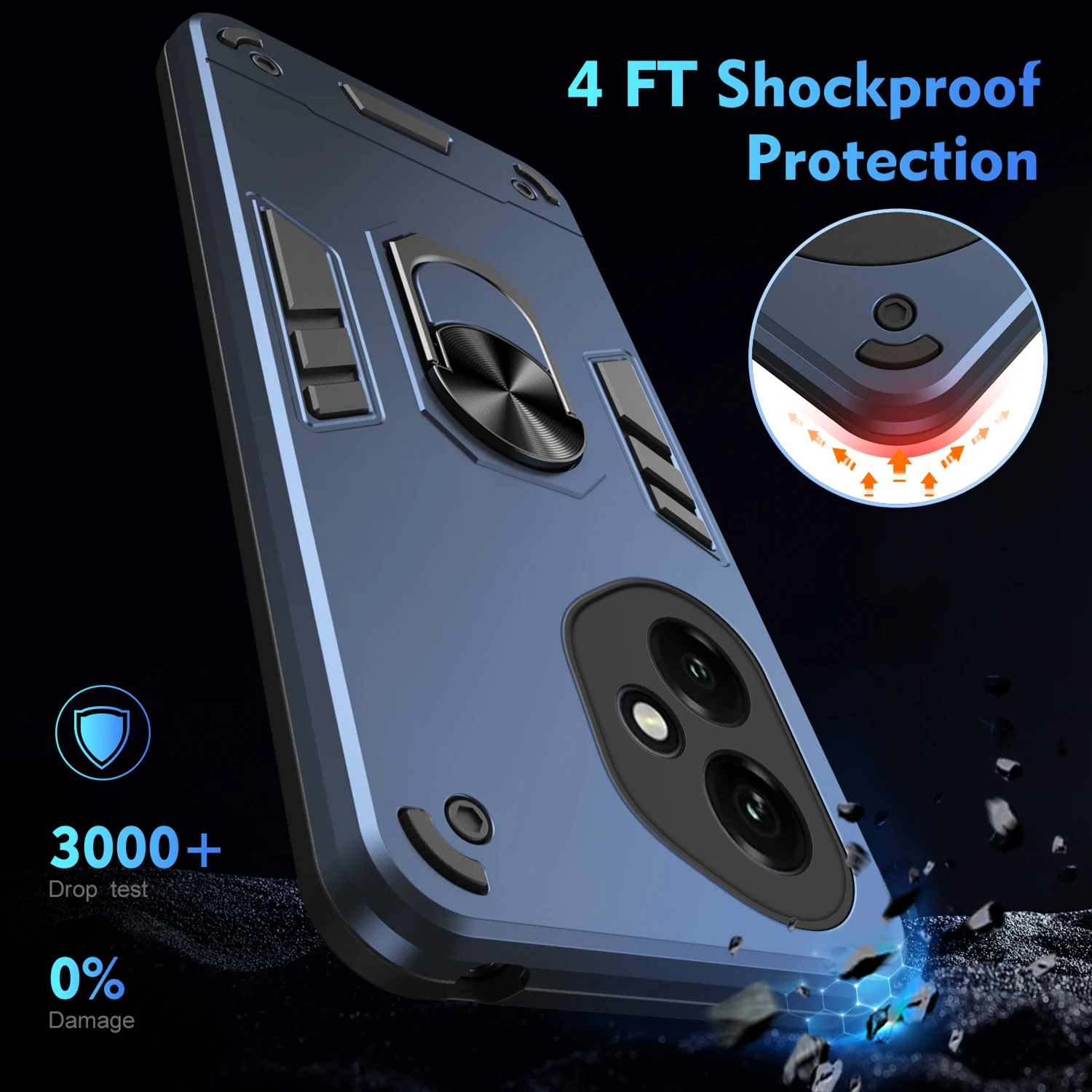 Rugged Military Armor Shockproof Case with Ring Stand Holder