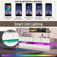 Настенная доска для телевизора со светодиодной подсветкой и местом для хранения, 2 шкафа, 4 ящика, современный дизайн МДФ, Белый — изображение 4