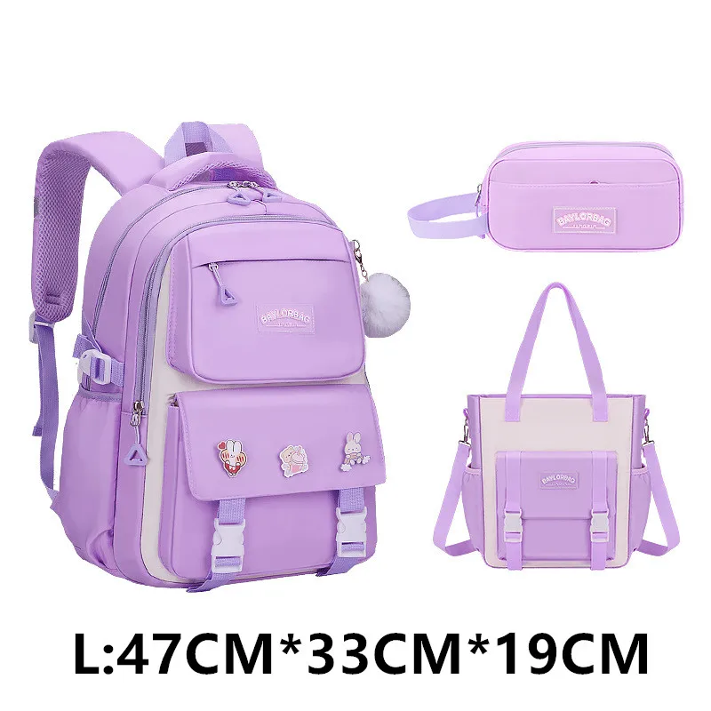3 Pcs/Set School Bag for Girls Children Backpack Schoolbag Teenage School Child With Lunch box Pencil Case Kids Book Bag 2024 3