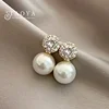Boucles d'oreilles romantiques françaises simples incrustées de perles rondes en Zircon pour filles, nouveaux bijoux à la mode, accessoires de luxe pour femmes, 2025