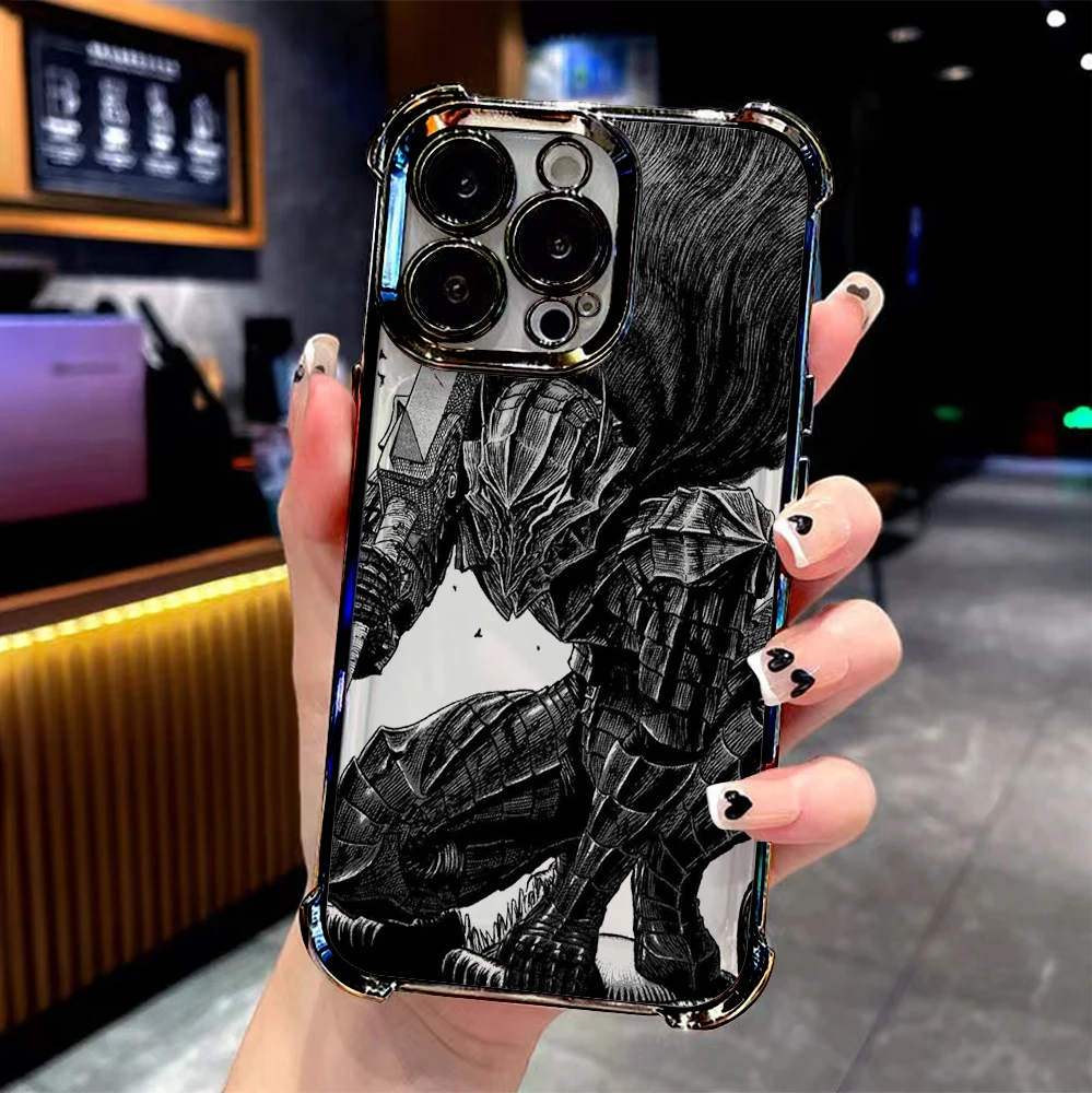 Cool Anime Berserk Plating Anti-Fall Airbag Phone Case
