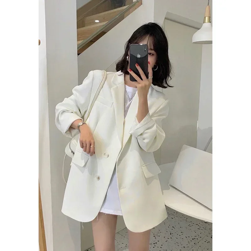 

White Women Suits 1 Piece Blazer Spring Jacket Formal Office Lady Business Work Wear Fashion Girl Loose Coat Outfit Prom Dress