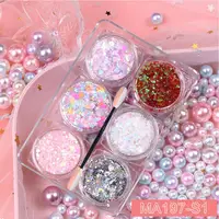 6pcs/set Body/Face/Eye Makeup Glitter Gel Star/Moon/Hexagon/Heart Nail Sequins Gel Loose Sequins Festival Makeup Decorations 2