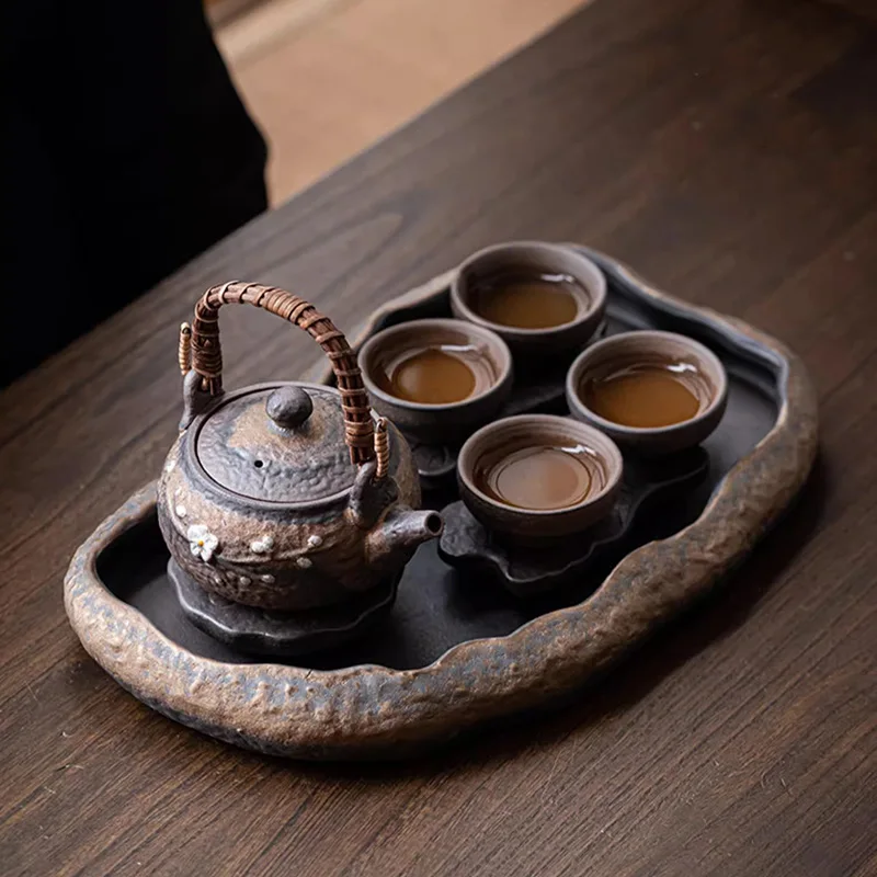 

Kitchen Gadget Tea Tray Kettle Coffeeware Teaware Office Vintage Ceramic Tray Portable Plate Plateau En Bois Tea Accessories