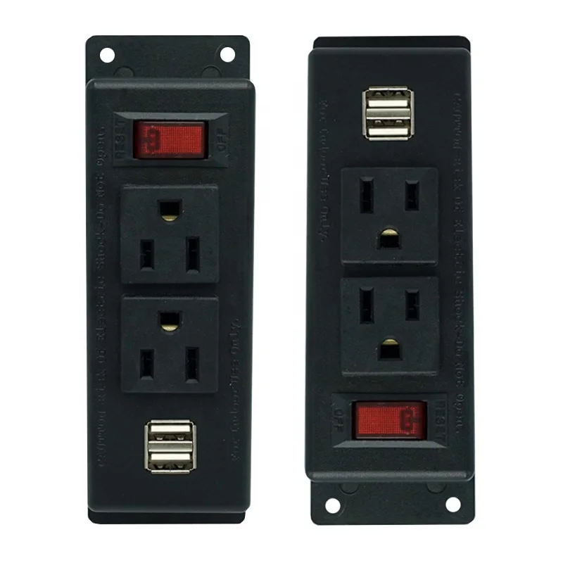 

（1 Pack）Desk Table 2 USB 2 Outlet Surface Mountable Recessed Furniture Power Strip