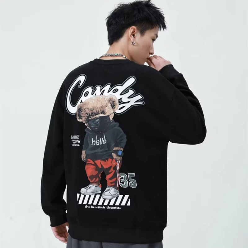 Spring Autumn Men's Hoodies Korean Style Fashion Streetwear Harajuku Print Hoodies Men Casual Men Clothing O-Neck Sweatshirt