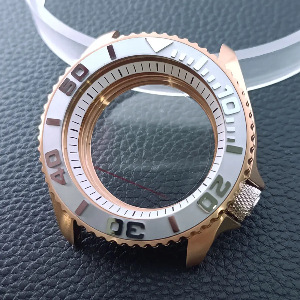 42mm Gold/Rose Gold Steel Watch Case with Sapphire Glass and 22mm Strap