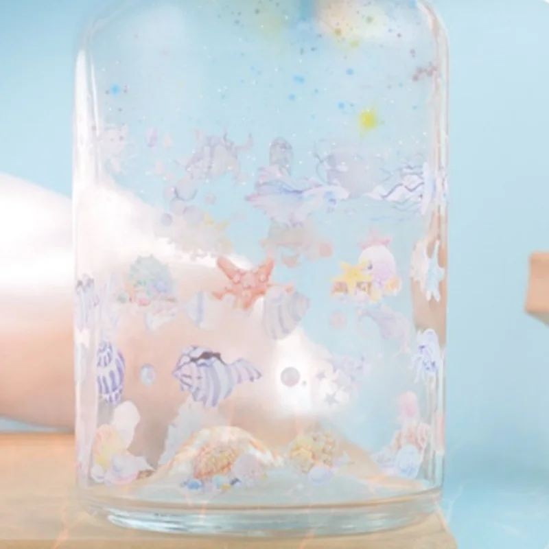 5 롤 오션 쉘 PET 테이프 학생 문구류 꽃병 사진 앨범 DIY 장식 테이프 투명 와시 테이프