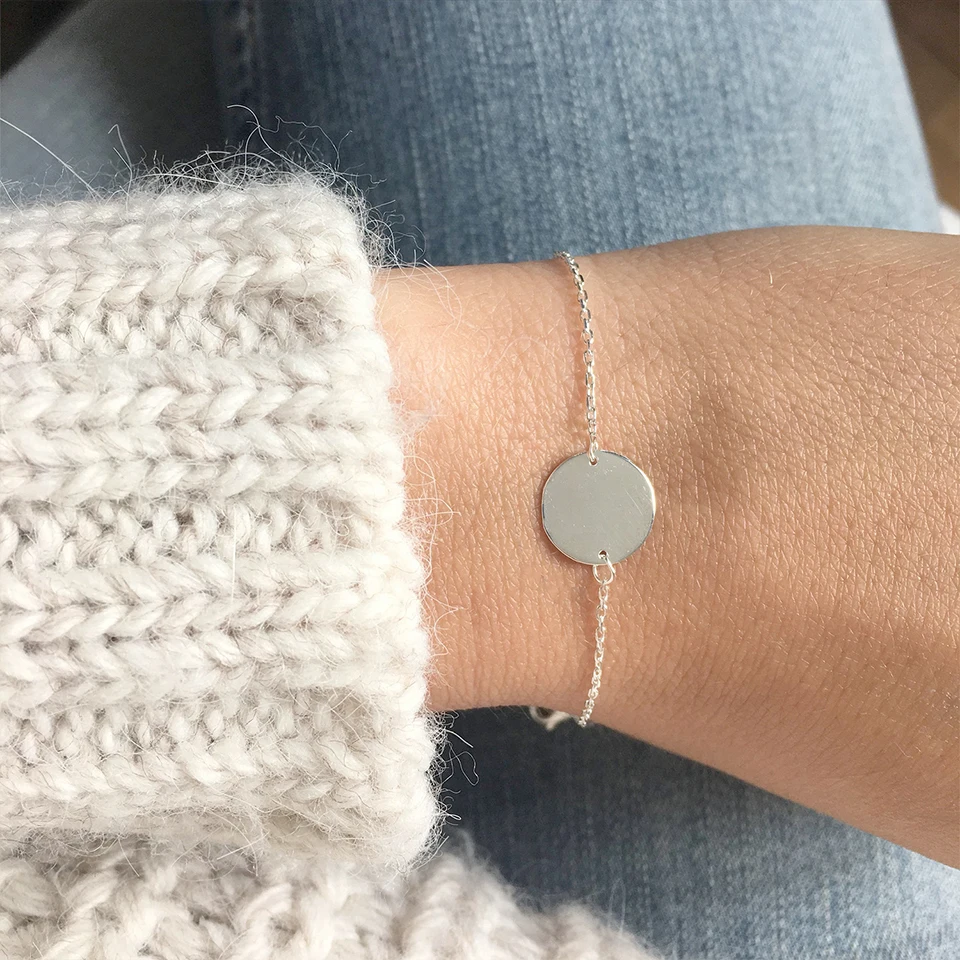 EMANCO 10 Stück Massive Runde Anhänger aus Edelstahl für Armbänder, Minimalistische Initialen-Anhänger, Verstellbarer Schmuck – Detail 4