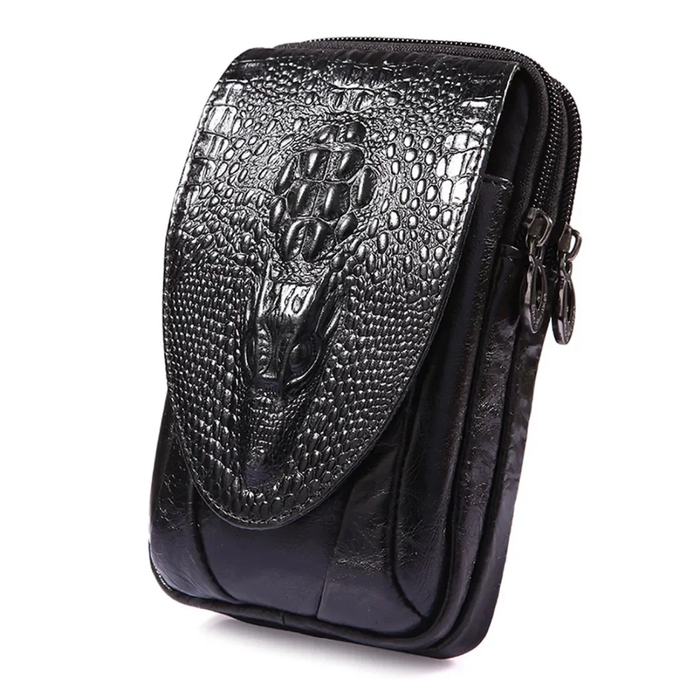 Genuine Leather Men Waist Bag Phone Cover Case