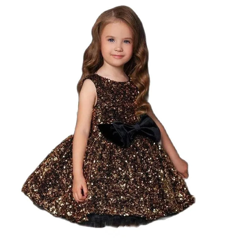 

New Flower Girl Dresses Sequin Baby Girl Dress Puffy Princess Cute Little Baby Dress Kid Birthday Dress First Communion