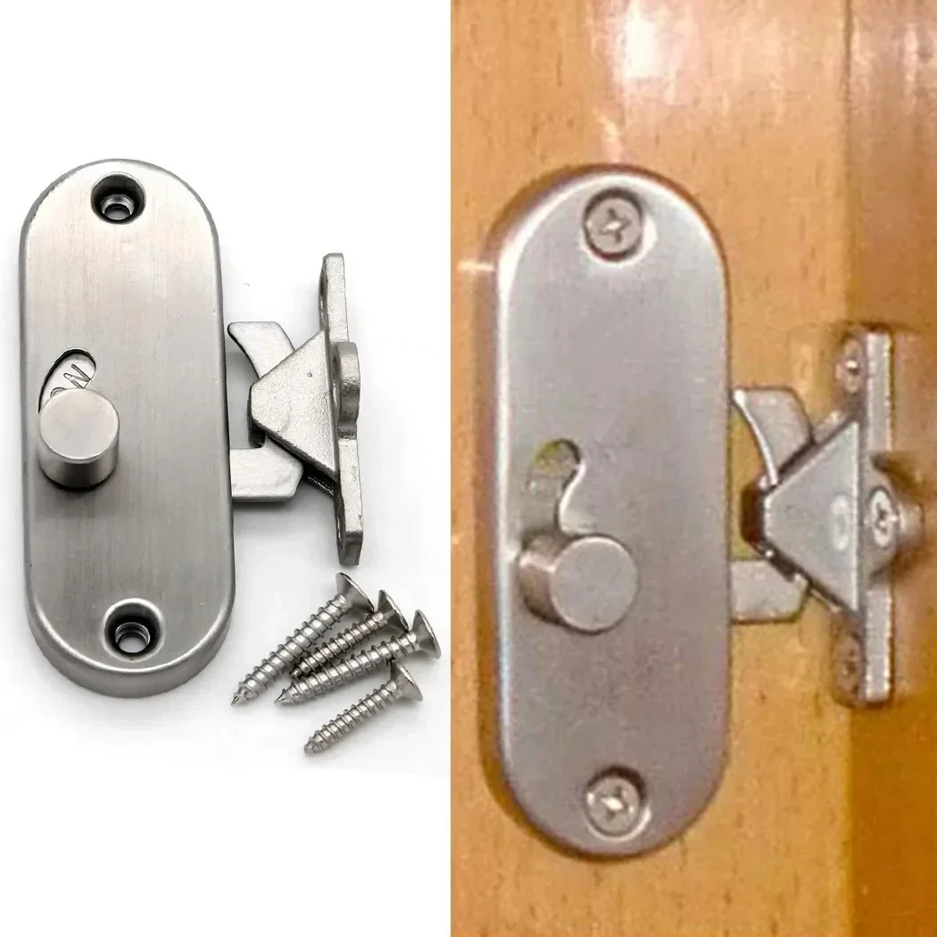 Sliding Window Door Locks 90 Degree Moving Door Right Angle Buckle Privacy Lock Sliding Barn Latch Bolt Silver