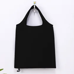 Foldable Reusable Eco-Friendly Tote Bag with Cartoon Cactus Print (Black 46x66cm)